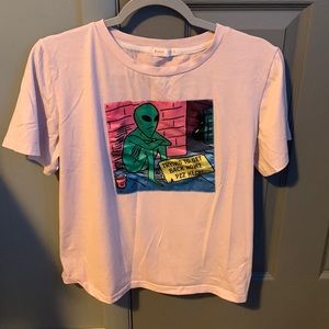 pink shirt with alien